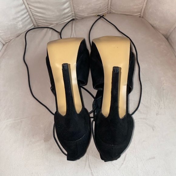 Black Peep toe Stiletto Pumps Size 9.5 - Picture 11 of 12